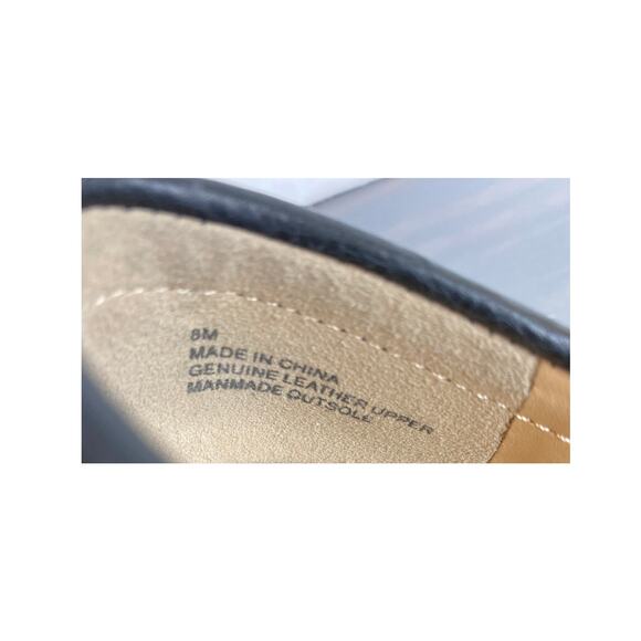 Talbots Penny Loafers Women 8M Black Pebble Leather Bow‎ Buckle Old Money Preppy - Picture 7 of 9